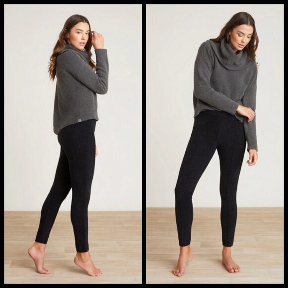 💕BAREFOOT DREAMS💕 CozyChic Ultra Lite Leggings ~ Black Large L NWT - Picture 4 of 16